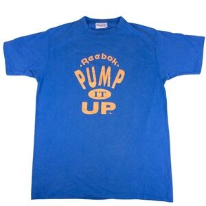 Vintage Reebok T-Shirt Mens Large Blue Excellent 80s Single Stitch The Pump USA